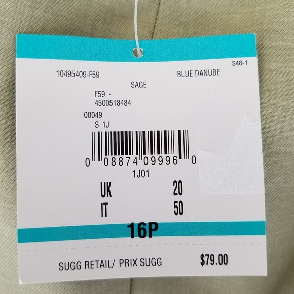 Kasper Kate Pants Classic Fit 16P Sage New Petite Pants Slacks Trousers - Picture 4 of 9